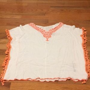 V-Neck Swim Coverup w/ orange tassels